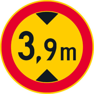 C22.20 Ajoneuvon suurin sallittu korkeus - 3,9 m