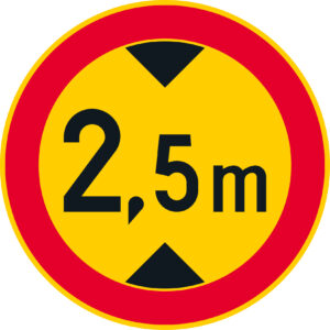C22.7 Ajoneuvon suurin sallittu korkeus - 2,5 m