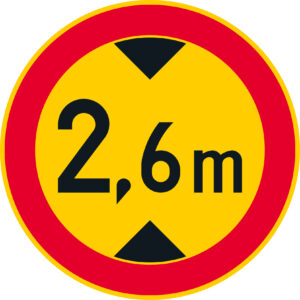C22.8 Ajoneuvon suurin sallittu korkeus - 2,6 m