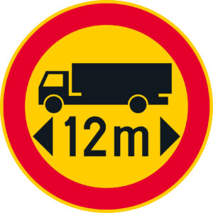 C23.3 Ajoneuvon tai ajoneuvoyhdistelmän suurin sallittu pituus - 12 m