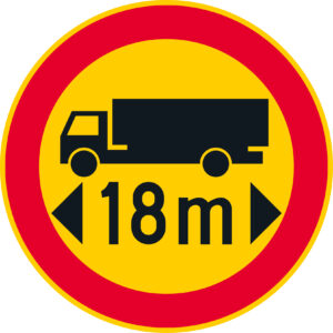 C23.6 Ajoneuvon tai ajoneuvoyhdistelmän suurin sallittu pituus - 18 m