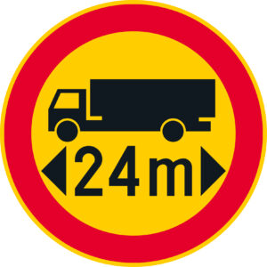 C23.8 Ajoneuvon tai ajoneuvoyhdistelmän suurin sallittu pituus - 24 m