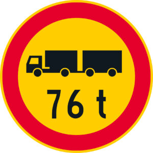 C25.10 Ajoneuvoyhdistelmän suurin sallittu massa - 76 t