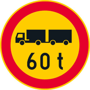 i C25.7 ajoneuvoyhdistelmän suurin sallittu massa 60 t