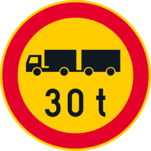 C25 ajoneuvoyhdistelmän suurin sallittu massa - 30 t