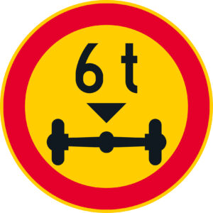 C26.4 Ajoneuvon suurin sallittu akselille kohdistuva massa - 6 t