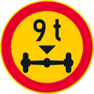 C26.6 ajoneuvon suurin sallittu akselille kohdistuva massa - 9 t