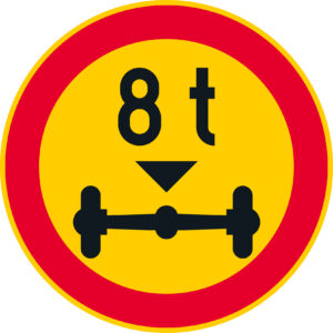 C26 ajoneuvon suurin sallittu akselille kohdistuva massa - 8 t