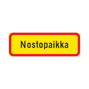 LM H24 Tekstillinen lisäkilpi - "Nostopaikka" (Alumiini, 600x200, R1, PK, N, CE, )